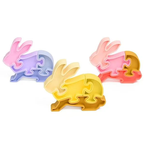 PETIKIDS PETIKIDS Montessori-Lernspielzeug – 3D-Puzzle „Hase“ aus Silikon, Rosa, – Produktbild 2 von 4