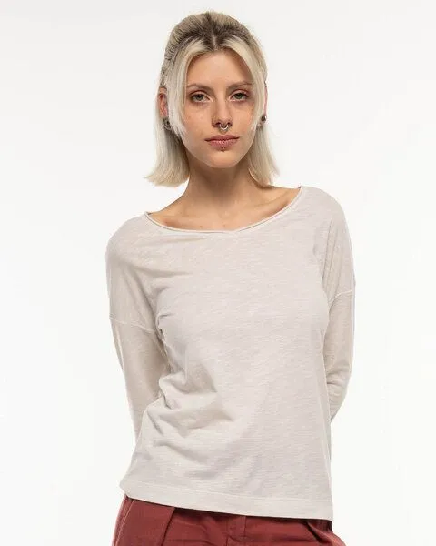 Alma & Lovis Alma & Lovis Legeres Longsleeve aus leichter Bio-Baumwolle / EcoVero | Flamé Loose, Daune (weiss), – Produktbild 1 von 4