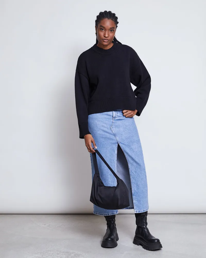 JAN N JUNE JAN 'N JUNE Damen vegan Pullover Yagmur Schwarz, Schwarz, – Produktbild 1 von 2