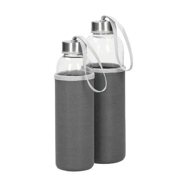 elasto elasto Glasflasche mit Trageschlaufe "Pure", Grau, – Produktbild 5 von 8
