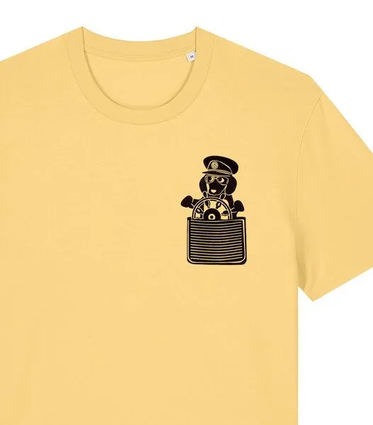 päfjes päfjes Dackel / Dackelkapitän Fair Wear Unisex BioT-Shirt, Gelb, – Produktbild 2 von 4