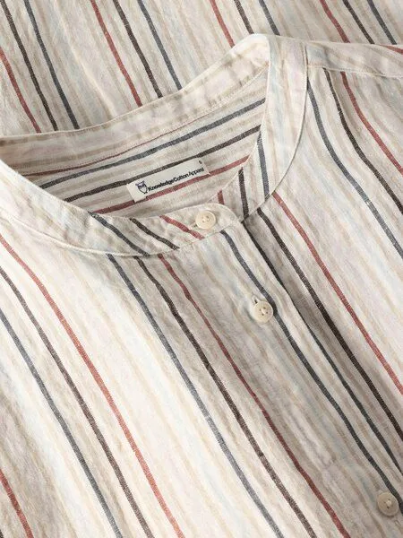 KnowledgeCotton Apparel KnowledgeCotton Apparel Loose Linen Stripe Bluse - aus Bio-Leinen, Multi color (weiss), – Produktbild 2 von 4
