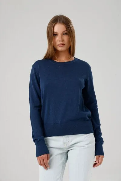 GORG GORG Damen Strickpullover mit Rundhalsausschnitt, Navy, – Produktbild 1 von 4
