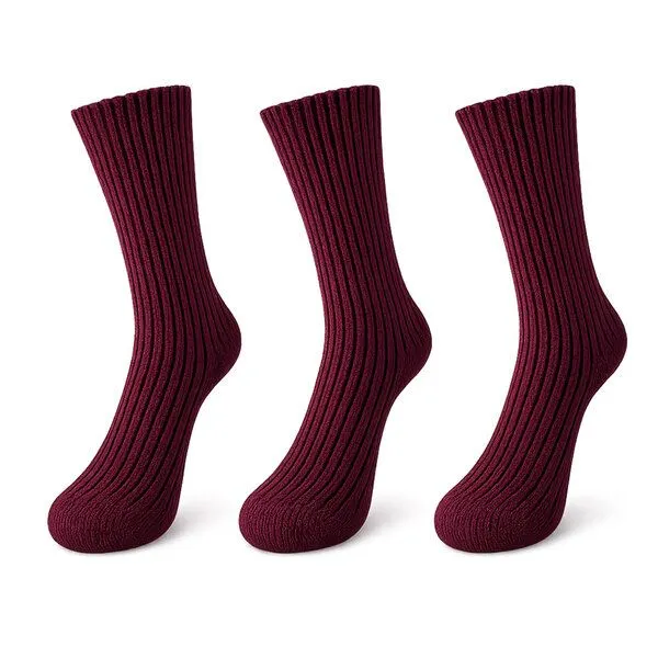 Bruno Barella Bruno Barella Damen Socken aus feiner Lammwolle – 3er-Pack, Bordeaux, – Produktbild 1 von 2