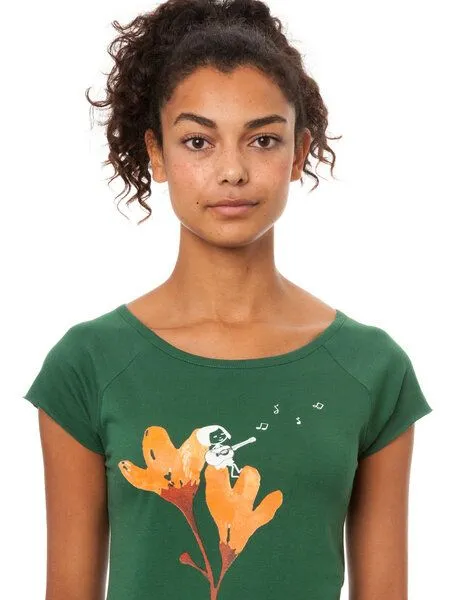 FellHerz FellHerz Damen T-Shirt Gitarrenmädchen Bio Fair, Scarab green (grün), – Produktbild 2 von 4