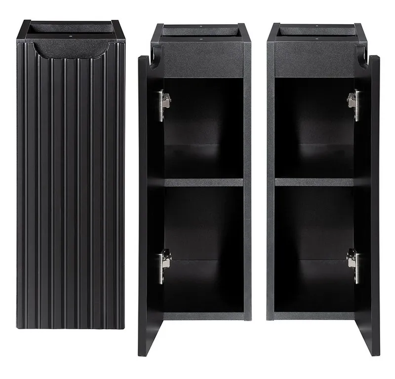 Lomadox Unterschrank NEWPORT-56-BLACK 20cm, Badmöbel Unterschrank schwarz gerillte grifflos, Schwarz, – Produktbild 1 von 5