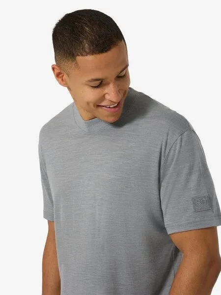 Super.Natural Super.Natural T-Shirt Casual Rib Bio J Tee für Herren, Merino, Cashmere grey melange, – Produktbild 1 von 4