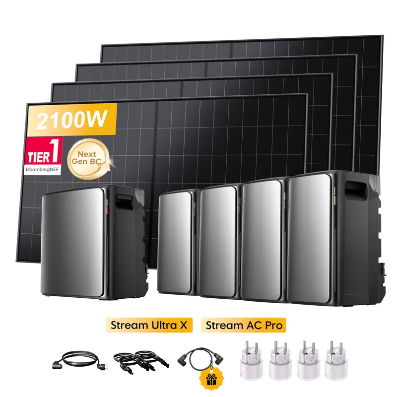 EcoFlow EcoFlow Stream Ultra X, All-in-One Speicher für Balkonkraftwerke, mit 4 x 480Wp Sunpro BC Bifazial Full Black Solarmodul, by Powerness - Stream Ultra X + 4 x Stream AC Pro | 11520Wh / 4 x Smart Plug / Selbstabholung – Produktbild 2 von 2