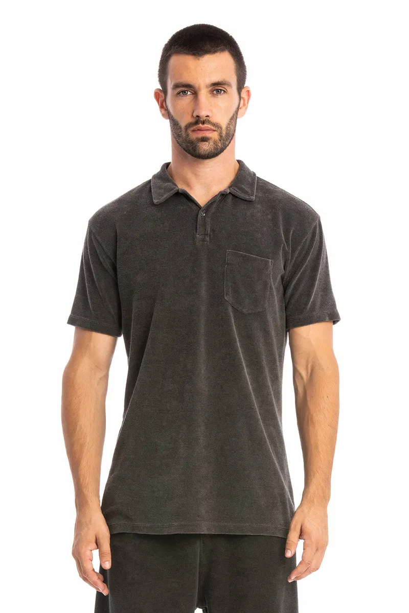 RAVENS VIEW IBIZA RAVENS VIEW IBIZA Herren vegan Polo Frottee Anthrazit, Dunkelgrau, – Produktbild 1 von 2