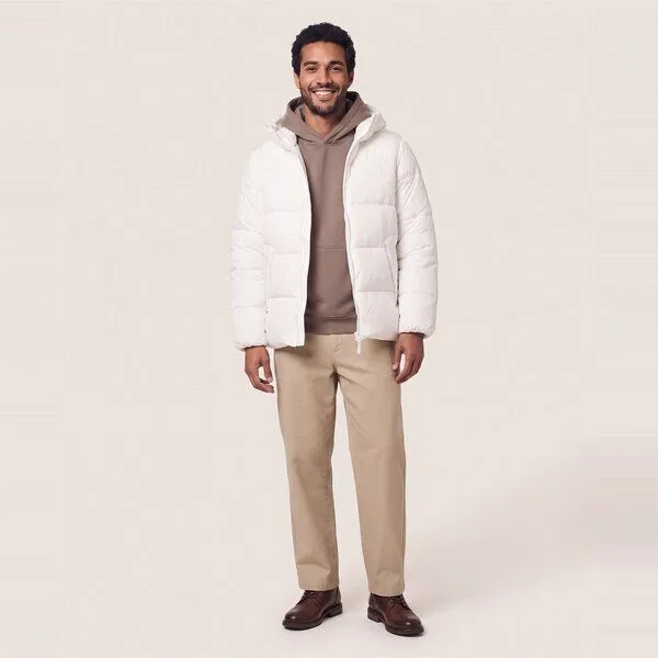 YTWOO YTWOO Medium Fit Unisex Pufferjacke mit Kapuze, Off white, – Produktbild 1 von 4