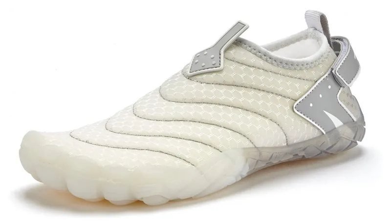 VENICE BEACH VENICE BEACH Badelatsche, Badeschuhe, Badeschlappe, Barfußschuh, leichter Slipper Aquaschuh Wasserschuh schnelltrocknend mit flexibler Sohle Unisex VEGAN, Grau|weiß, – Produktbild 3 von 5