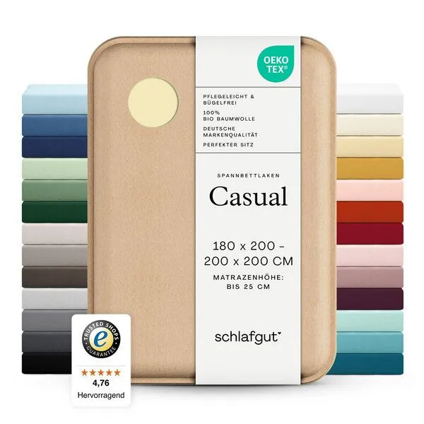Schlafgut Schlafgut Spannbettlaken Casual Organic - 100% Biobaumwolle, Yellow mid, – Produktbild 4 von 5