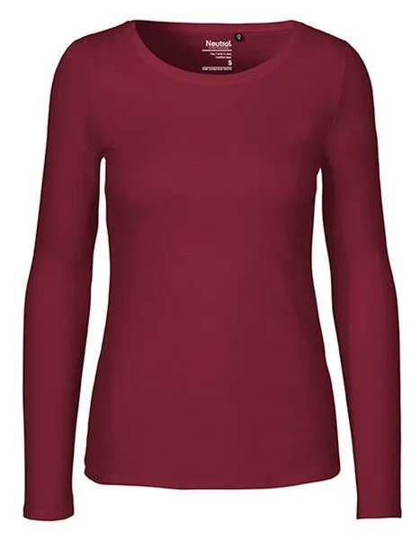 Neutral Neutral® Damen Langarm T-Shirt Bio Baumwolle Modern Fit Körpernah geschnitten, Bordeaux, – Produktbild 1 von 4