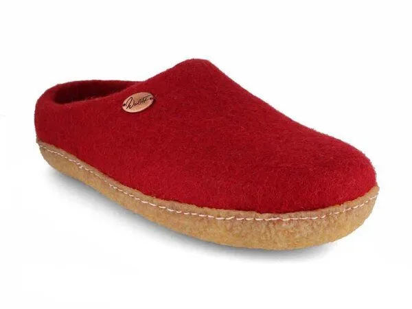 WoolFit WoolFit Barfuß-Hausschuhe handgemacht mit Naturgummisohle für Damen und Herren, Dunkelrot, – Produktbild 1 von 4