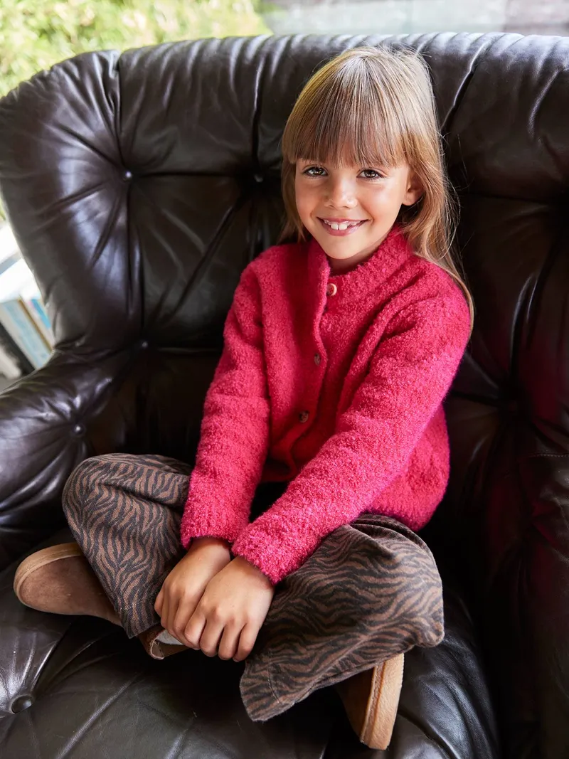Vertbaudet Strickjacke Mädchen, Fuchsia, – Produktbild 1 von 4