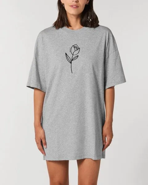 Human Family Human Family Bio Damen oversize T-Shirt-Kleid "Flower", Grau-meliert, – Produktbild 1 von 3