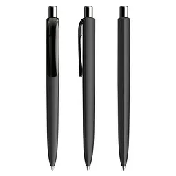 prodir prodir® Druckkugelschreiber DS8 Soft Touch PRR Push, blaue Mine, schwarz/silber poliert – Produktbild 1 von 1