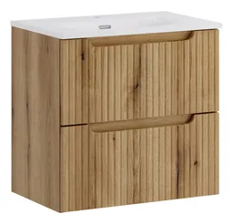 Lomadox Waschtisch NEWPORT-56-EVOKE, 60 cm breit, Eiche mit gerillter Front, 2 Schubladen – Produktbild 1 von 1