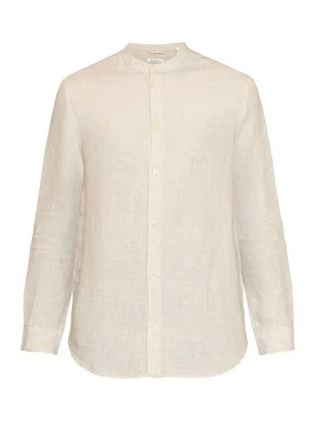 KnowledgeCotton Apparel KnowledgeCotton Apparel Hemd mit Stehkragen aus Bio-Leinen, Beige-yarndyed-light-feather-gray, – Produktbild 3 von 4