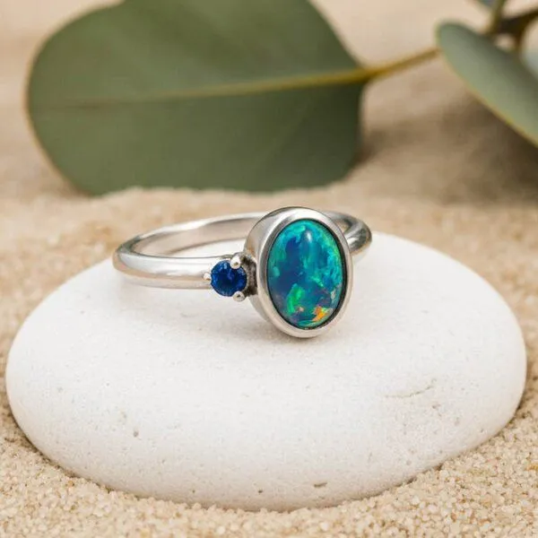 Spirit of Island Spirit of Island Opal & Saphir Ring | 925 Silber – Produktbild 1 von 7