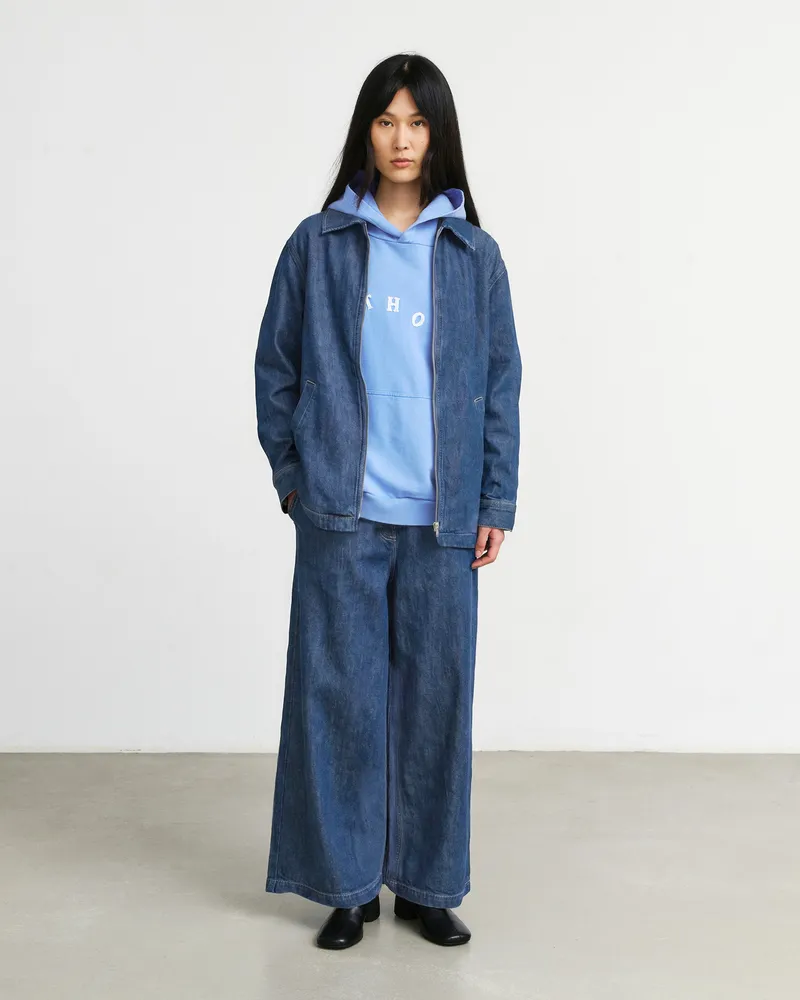 Rotholz Rotholz Damen vegan Arbeitsjacke Aus Washed Denim Mit Reißverschluss, Blau, – Produktbild 1 von 2