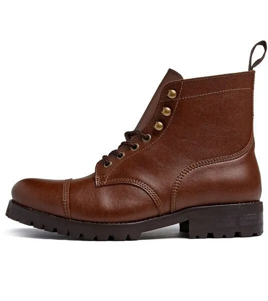 Will's Vegan Shop Will's Vegan Shop Work Boots aus veganem, italienischen Leder, Kastanie (braun), – Produktbild 1 von 4
