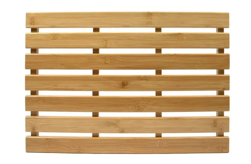 Spetebo Duschmatte Bambus Badematte aus FSC Echtholz - 53 x 35 cm, Höhe 2.50 mm, Echtholz, rutschfest, Bambus Holz, rechteckig, Duschmatte, rutschfester Vorleger für Bad Sauna Pool, Braun, – Produktbild 3 von 3