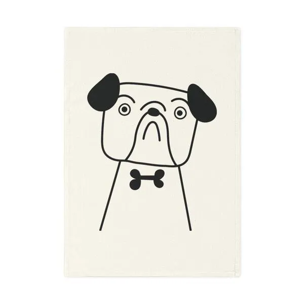 PepMelon Bulldog Hund Geschirrtuch, 50 x 70 cm, Bio-Baumwolle – Produktbild 2 von 4
