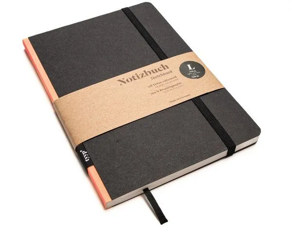 tyyp tyyp Notizbuch A5 schwarz – 100% Recyclingpapier – handmade – Klassik, Salmon, – Produktbild 2 von 4