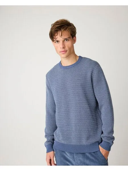 KnowledgeCotton Apparel KnowledgeCotton Apparel Strickpullover Jacquard crew neck sweater, Night sky, – Produktbild 4 von 4