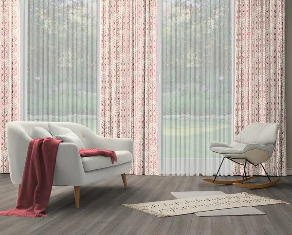 Nature by Adam Nature by Adam Vorhang aus Leinen und Bio-Baumwolle - Made in Germany - Wave, Rot, – Produktbild 7 von 8