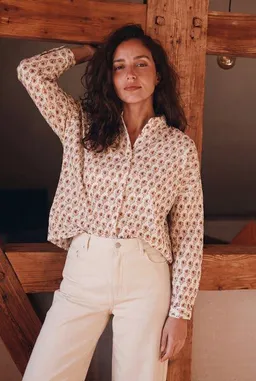 Jyoti - Fair Works Jyoti - Fair Works Bio-Baumwoll Bluse Hawali Blockprint – Produktbild 1 von 1