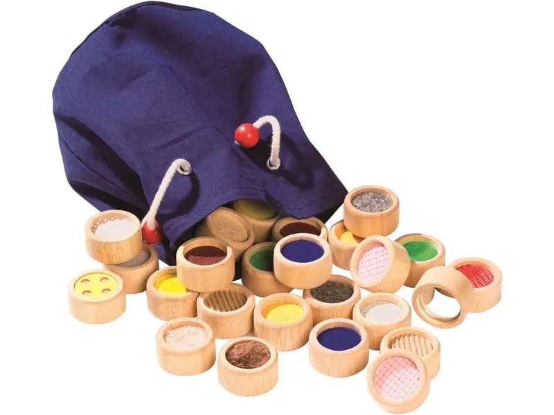 Goki goki Oberflächen Fühlmemo aus Holz 32-teilig Durchmesser Fühlschälchen 4 cm, Mehrfarbig, – Produktbild 1 von 2
