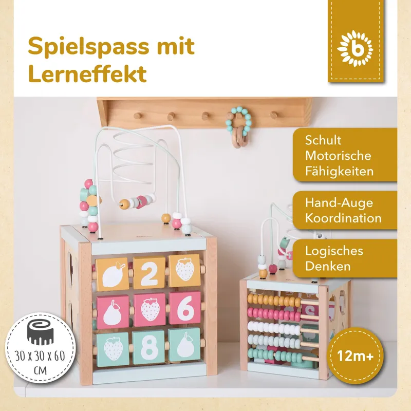 Bieco Bieco Motorikwürfel Berry XXL Holz FSC - ab 1 Jahr, Rot, – Produktbild 1 von 3
