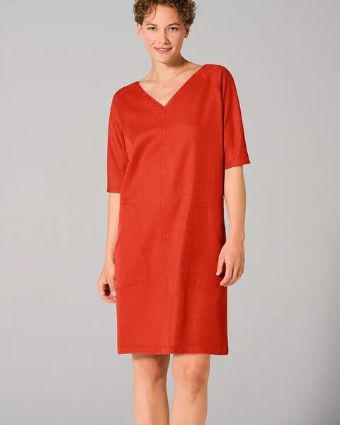 HempAge HempAge Kurzarm-Kleid 100% Lyocell (auf Hanf-Basis) Casual Fit, Magna (rot), – Produktbild 1 von 4