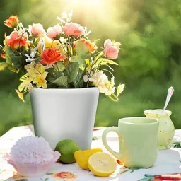 NATUREHOME NATUREHOME Blumentopf Übertopf Keramik Weiß Anthrazit – Produktbild 1 von 1