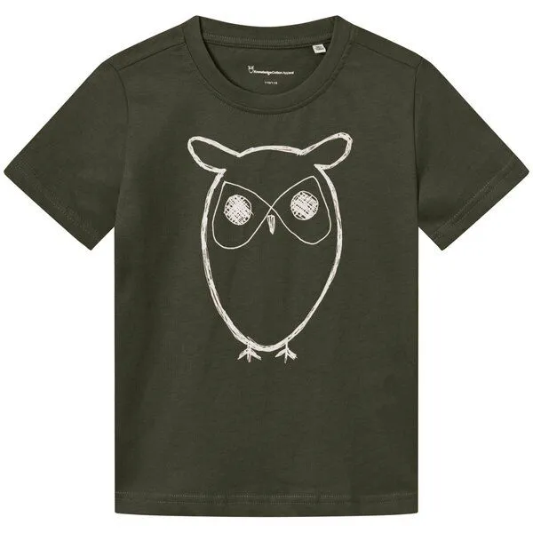 KnowledgeCotton Apparel KnowledgeCotton Apparel Kinder T-Shirt Flax Owl reine Bio-Baumwolle, Forrest night, – Produktbild 1 von 3