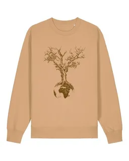Life-Tree Life-Tree Sweater aus Biobaumwolle Fairwear Unisex "Weltenbaum" in Latte – Produktbild 1 von 1