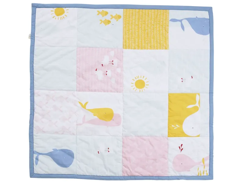 HANS NATUR Krabbeldecke Patchwork Design Wal Maße 95 x 100 cm, Rosa, gelb, mehrfarbig, – Produktbild 1 von 2
