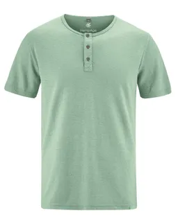 HempAge Hempage Herren vegan Einfarbiges Henley T-Shirt In Menta Grün – Produktbild 1 von 1