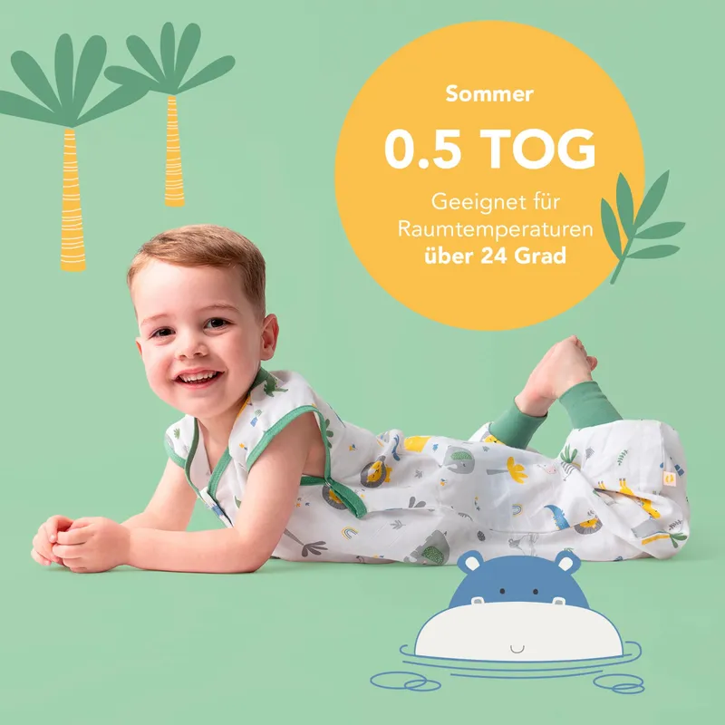 schlummersack schlummersack Schlafsack mit Füßen 0.5 Tog, Gruen, – Produktbild 5 von 5
