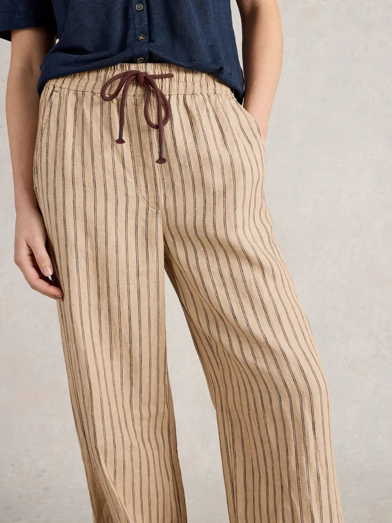 White Stuff Leinenhose Belle mit weitem Bein - 34/R, Natur multi, – Produktbild 3 von 4