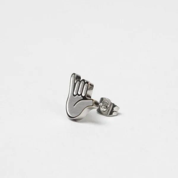Fyngers Fyngers Ohrstecker aus chirurgischen Edelstahl hochglanzpoliert HANG LOOSE, Silber, – Produktbild 4 von 7
