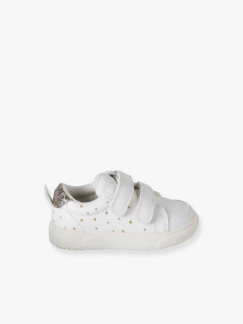 Vertbaudet Vertbaudet Baby Sneakers mit Klettverschluss und enen Details, Weiß bedruckt, – Produktbild 2 von 4
