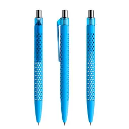 prodir prodir® Druckkugelschreiber QS40 Soft Touch PRT Push, blaue Mine, cyanblau/silber poliert – Produktbild 1 von 1