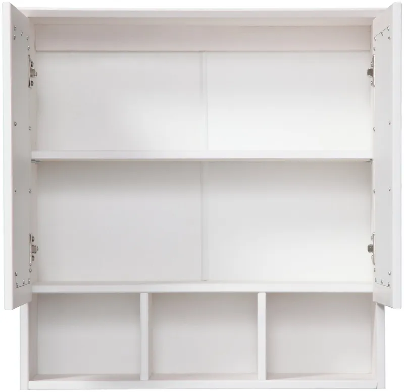 welltime Spiegelschrank Landhaus Sylt Badschrank, Badmöbel, FSC®-zertifiziert Breite 62,5 cm, aus Massivholz, Weiß, – Produktbild 1 von 8