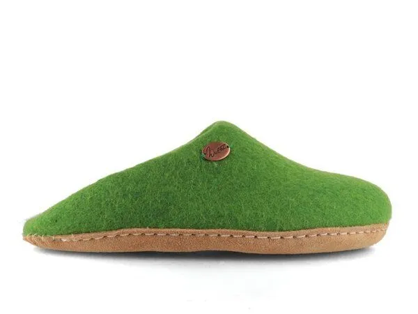 WoolFit WoolFit Handgefilzte Pantoffeln ohne Fersenrand Hausschuhe aus 100% Wolle, Grasgrün, – Produktbild 2 von 3