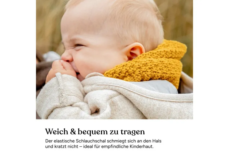 Ehrenkind Strickschal Schlauchschal für Kinder, aus Merino Schurwolle, (Grobstrick), Grau, – Produktbild 4 von 5