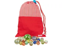 Goki goki Murmeln mit Baumwollbeutel, 51-teilig Durchmesser Murmeln 1,6 bis 3,5 cm – Produktbild 1 von 1