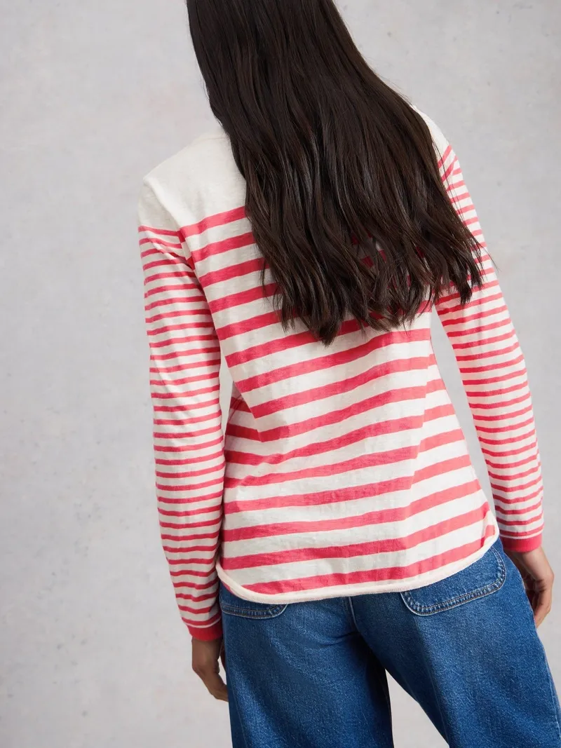 White Stuff Gestreiftes Langarmshirt Clara - 34, Rosa multi, – Produktbild 4 von 4